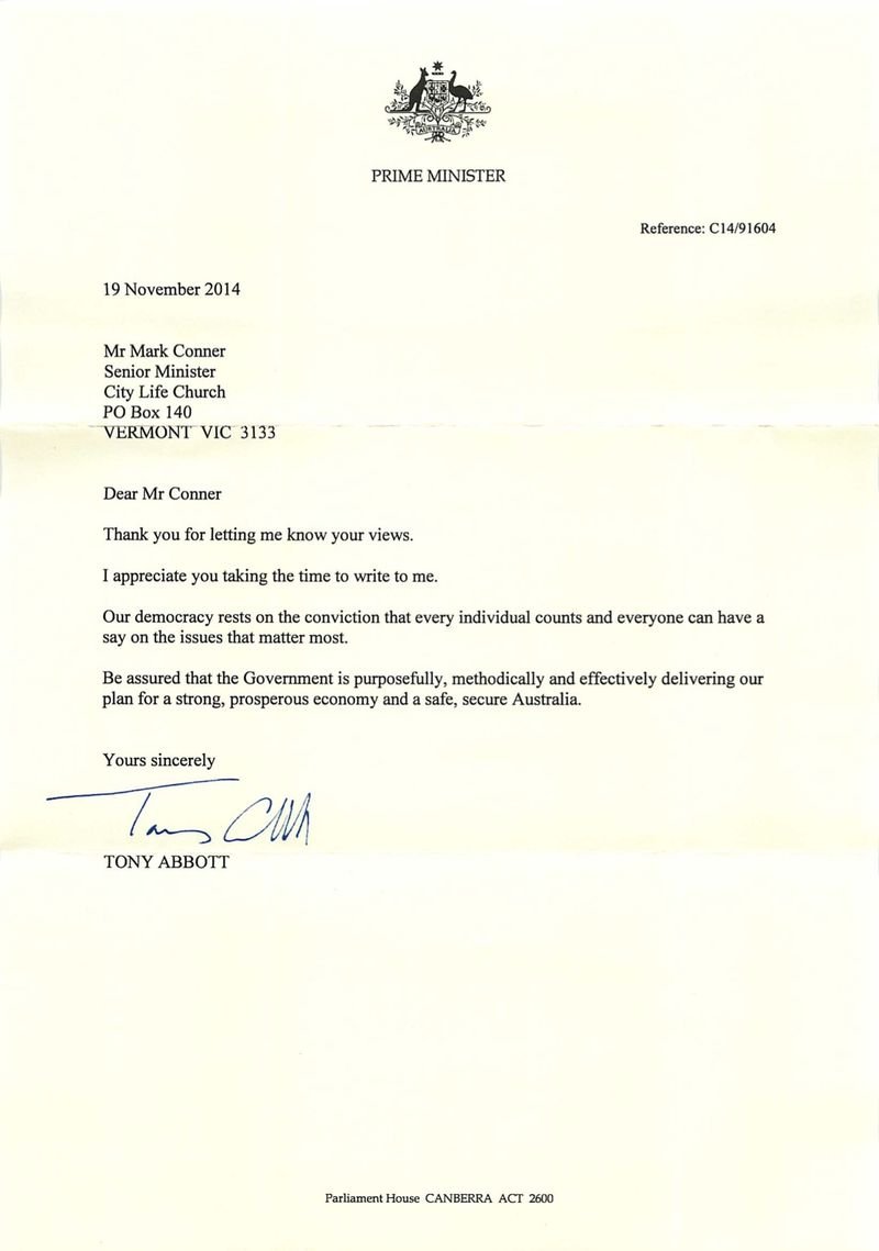 Tony Abott Letter (Nov 2014) Tony Abott Letter (Nov 2014)